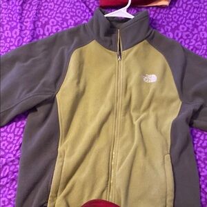 The North Face Green Zip Up Sweater with High Collar
